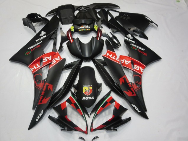 Lojas Carenagens Moto Yamaha R6 2006-2007 - Preto Fosco Vermelho Abarth Motul Michelin