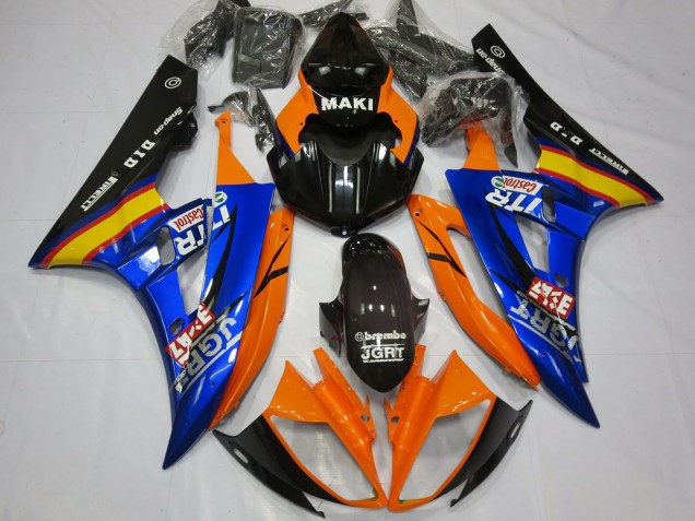 Lojas Carenagens Moto Yamaha R6 2006-2007 - Laranja Azul Preto Brilhante Castrol