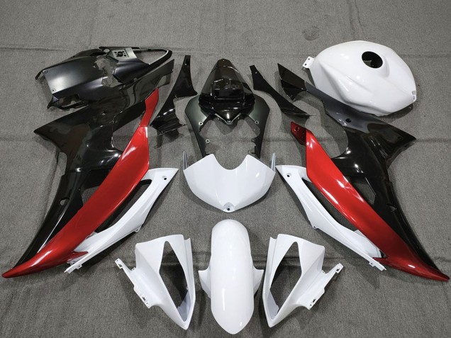 Lojas Carenagens Moto Yamaha R6 2008-2016 - Branco Vermelho Preto Brilhante