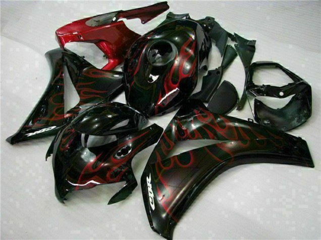 Lojas Kits Carenagem Moto Honda CBR1000RR 2008-2011 - Preto Brilhante Vermelho Chama