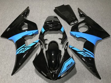 Lojas Carenagens Moto Yamaha R6 2003-2004 - Preto Brilhante Azul Claro