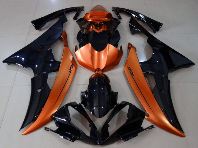 Lojas Carenagens Moto Yamaha R6 2008-2016 - Laranja Preto Brilhante