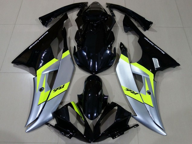 Lojas Carenagens Moto Yamaha R6 2008-2016 - Prata Verde Néon Preto Brilhante