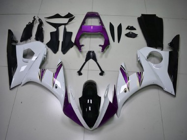 Lojas Carenagens Moto Yamaha R6 2003-2004 - Branco Roxo Preto Brilhante