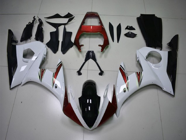 Lojas Carenagens Moto Yamaha R6 2003-2004 - Branco Vermelho Preto Brilhante