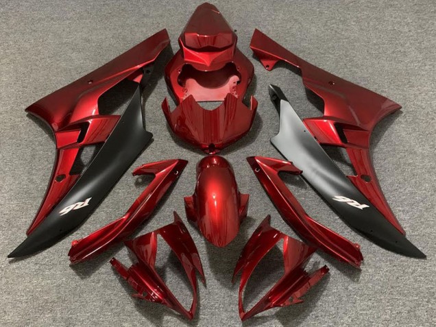 Lojas Carenagens Moto Yamaha R6 2006-2007 - Vermelho Preto Fosco