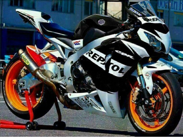 Lojas Carenagens Moto Honda CBR1000RR 2008-2011 - Prata Branco Preto Brilhante Repsol