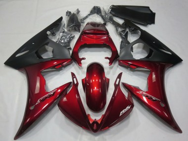 Lojas Carenagens Moto Yamaha R6 2005 - Vermelho Escuro Preto Fosco