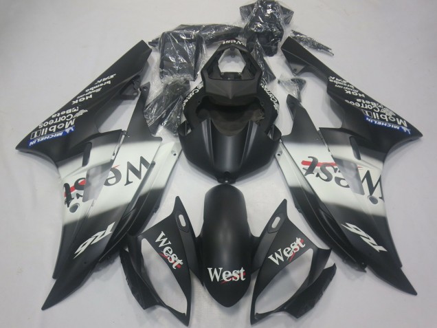 Lojas Carenagens Moto Yamaha R6 2006-2007 - Preto Fosco Branco West Michelin