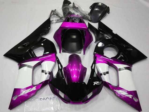 Lojas Carenagens Moto Yamaha R6 1998-2002 - Roxo Branco Preto Brilhante