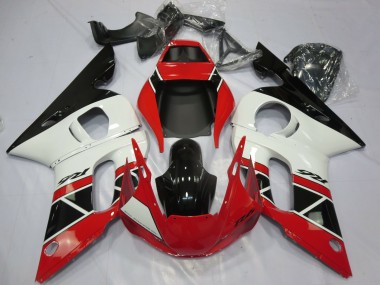 Lojas Carenagens Moto Yamaha R6 1998-2002 - Vermelho Branco Preto Brilhante OEM Estilo