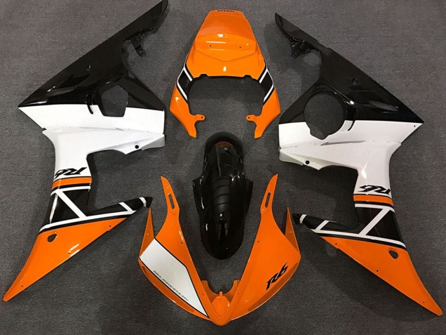 Lojas Carenagens Moto Yamaha R6 2003-2004 - Laranja Branco Preto Brilhante