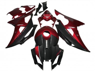 Lojas Carenagens Moto Yamaha R6 2008-2016 - Vermelho Preto Fibra de Carbono Estilo