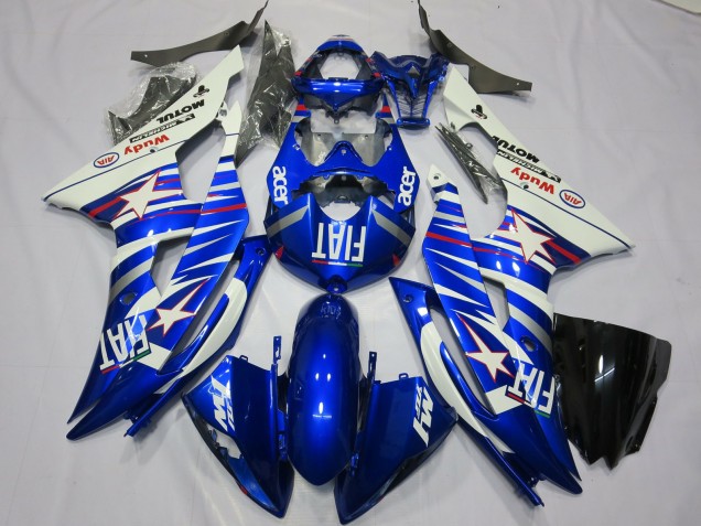 Lojas Carenagens Moto Yamaha R6 2008-2016 - Branco Azul Fiat Acer Motul Michelin