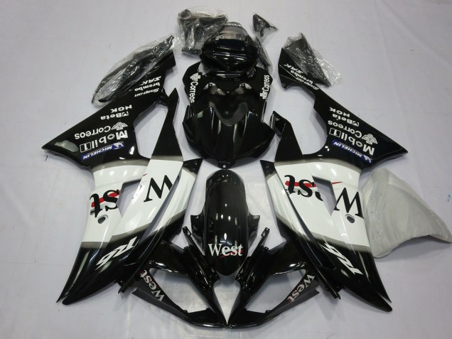 Lojas Carenagens Moto Yamaha R6 2008-2016 - Preto Brilhante Branco West Michelin