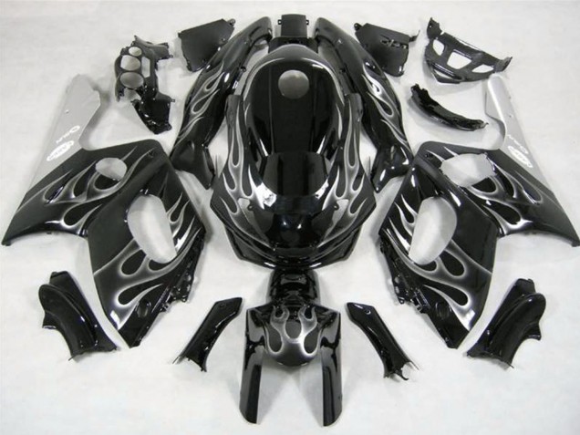 Lojas Carenagens Moto Yamaha YZF600R Thundercat 1996-2007 - Preto Brilhante Prata Chama