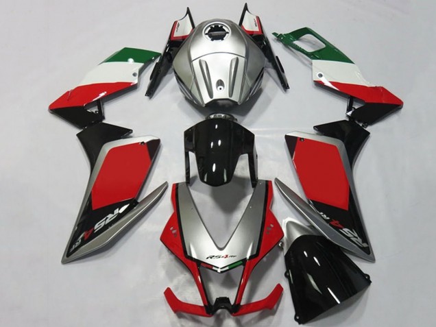 Lojas Carenagens Moto Aprilia RS4 125 2012-2018 - Prata Vermelho Preto Brilhante