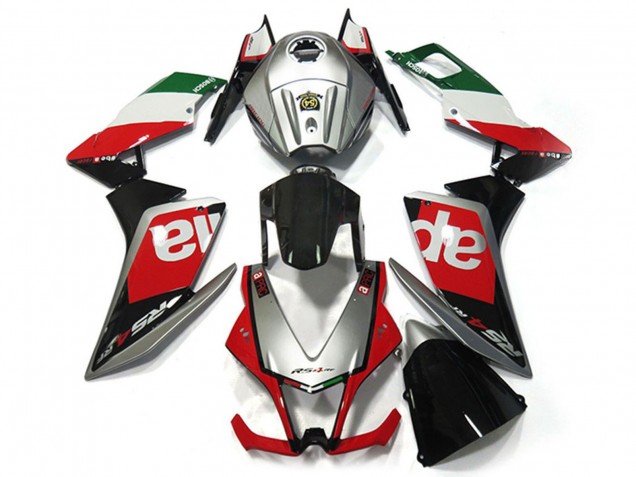 Lojas Carenagens Moto Aprilia RS4 125 2012-2018 - Prata Vermelho Verde Preto Brilhante OEM Estilo