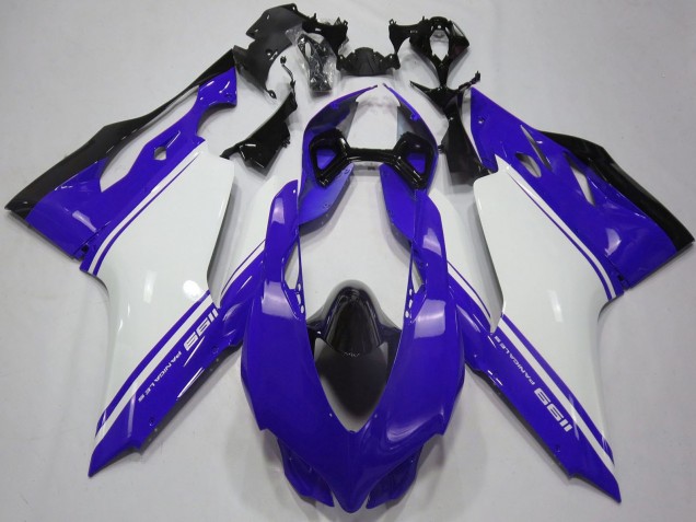 Lojas Carenagens Moto Ducati 1199 2011-2014 - Azul Brilhante Branco Preto