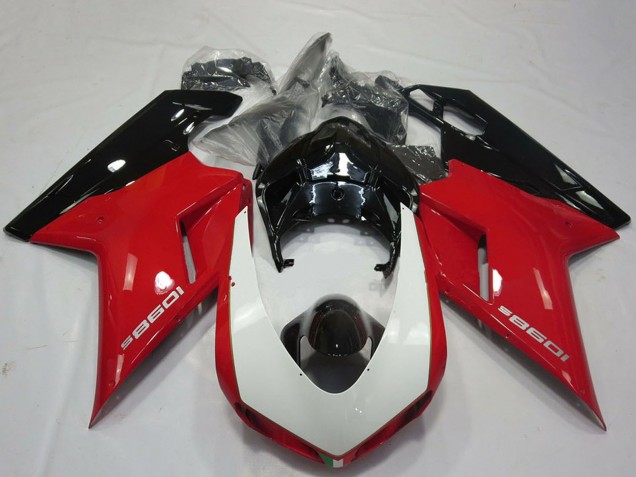 Lojas Carenagens Moto Ducati 1098 2007-2014 - Vermelho Branco Preto Brilhante