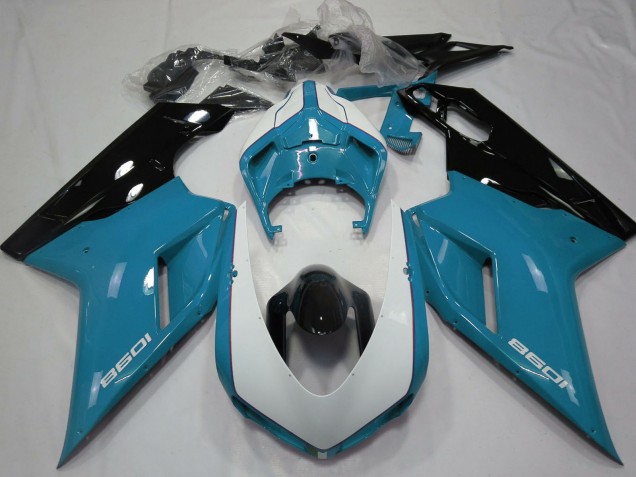 Lojas Carenagens Moto Ducati 1098 2007-2014 - Azul Branco Preto Brilhante