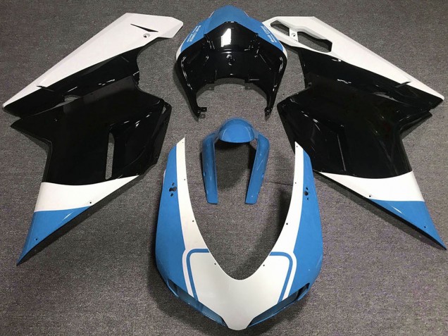 Lojas Carenagens Moto Ducati 848 1098 1198 2007-2014 - Branco Azul Preto Brilhante