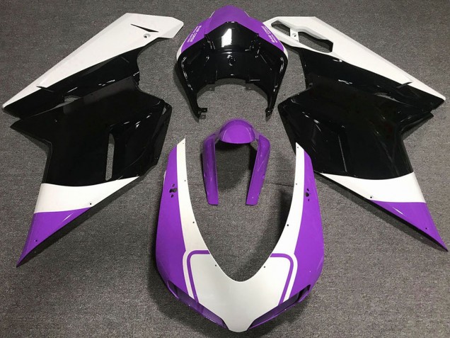 Lojas Carenagens Moto Ducati 848 1098 1198 2007-2014 - Branco Roxo Preto Brilhante