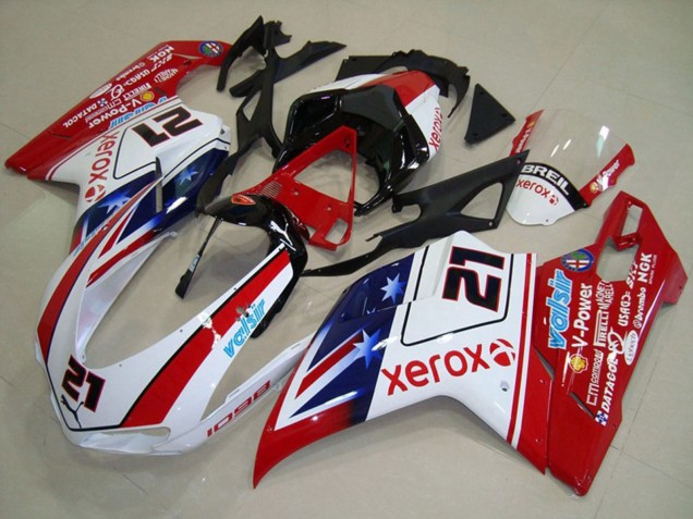 Lojas Carenagens Moto Ducati 1098 2007-2014 - Branco Vermelho Preto Azul Star Xerox 21