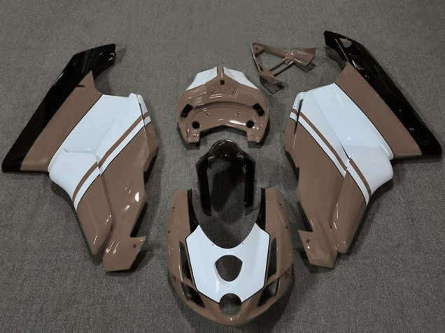 Lojas Carenagens Moto Ducati 749 999 2003-2004 - Branco Brown Preto Brilhante