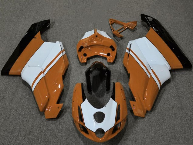Lojas Carenagens Moto Ducati 749 999 2003-2004 - Branco Laranja Preto Brilhante