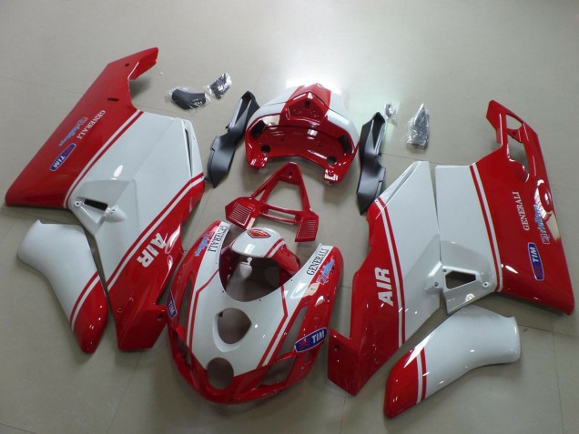 Lojas Carenagens Moto Ducati 749 999 2003-2004 - Branco Vermelho Air Generali Tim