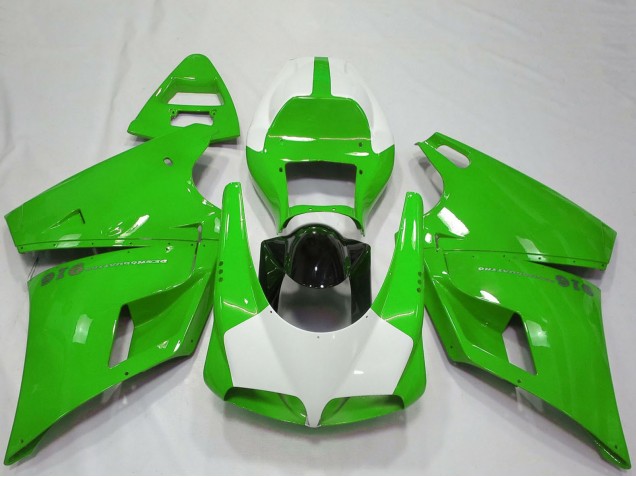 Lojas Carenagens Moto Ducati 916 1993-2005 - Verde Branco Preto Brilhante Performance