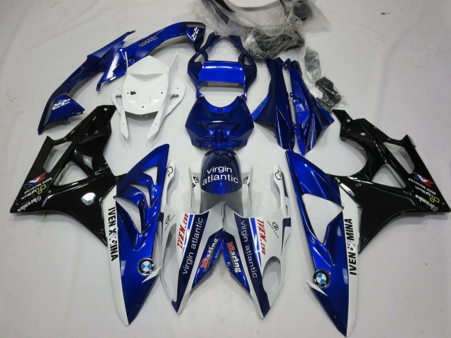 Lojas Carenagens Moto BMW S1000RR 2009-2014 - Branco Azul Preto Brilhante Virgin Atlantic