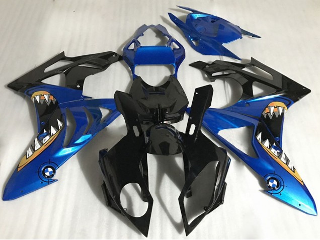 Lojas Carenagens Moto BMW S1000RR 2017-2018 - Azul Preto Brilhante Laranja Tubarão
