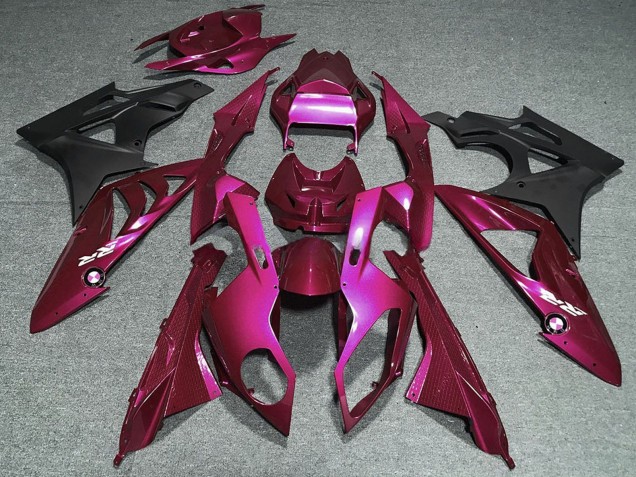 Lojas Carenagens Moto BMW S1000RR 2009-2014 - Rosa Escuro Preto Fosco