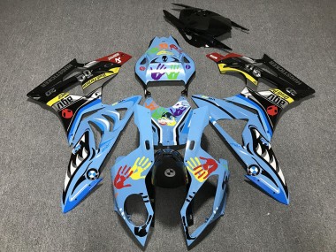 Lojas Carenagens Moto BMW S1000RR 2009-2014 - Azul Claro Preto Tubarão Hands