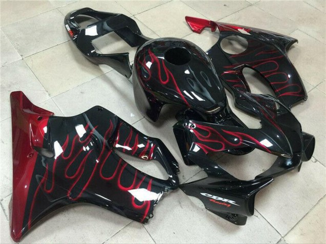 Lojas Carenagem Moto Honda CBR600 F4i 2001-2003 - Preto Brilhante Vermelho Chama