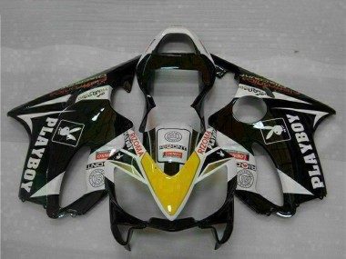 Lojas Carenagens Moto Honda CBR600 F4i 2001-2003 - Branco Amarelo Preto Brilhante Playboy