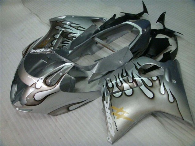 Lojas Carenagem Moto Honda CBR1100XX Blackbird 1996-2007 - Prata Preto Chama