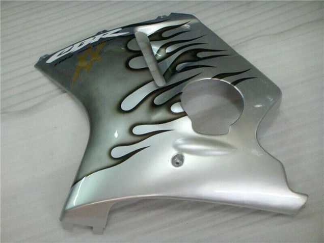 Lojas Carenagem Moto Honda CBR1100XX Blackbird 1996-2007 - Prata Preto Chama