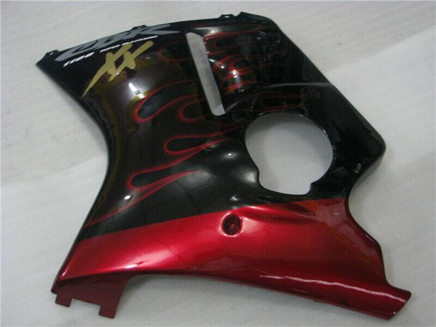 Lojas Kit Carenagens Moto Honda CBR1100XX Blackbird 1996-2007 - Preto Brilhante Vermelho Chama
