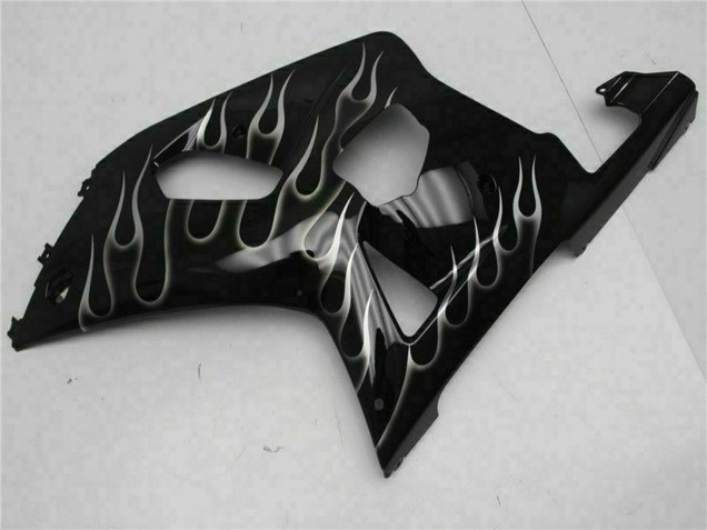 Lojas Carenagens Moto Suzuki GSXR 600/750 2001-2003 - Preto Brilhante Prata Chama