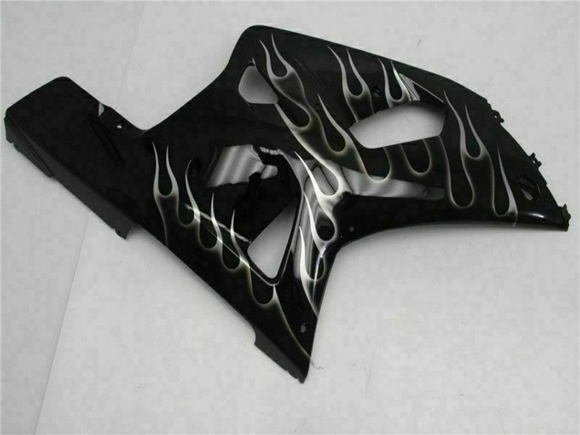Lojas Carenagens Moto Suzuki GSXR 600/750 2001-2003 - Preto Brilhante Prata Chama
