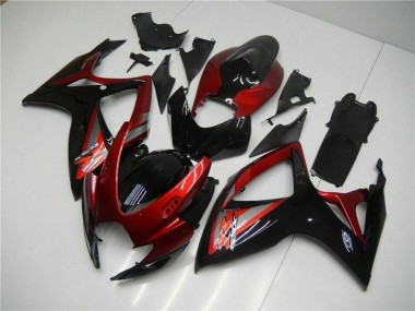 Lojas Carenagem Moto Suzuki GSXR 600/750 2006-2007 - Vermelho Preto Brilhante