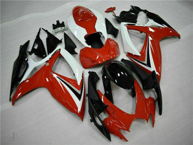 Lojas Carenagens Moto Suzuki GSXR 600/750 2006-2007 - Branco Vermelho Preto Brilhante Listra