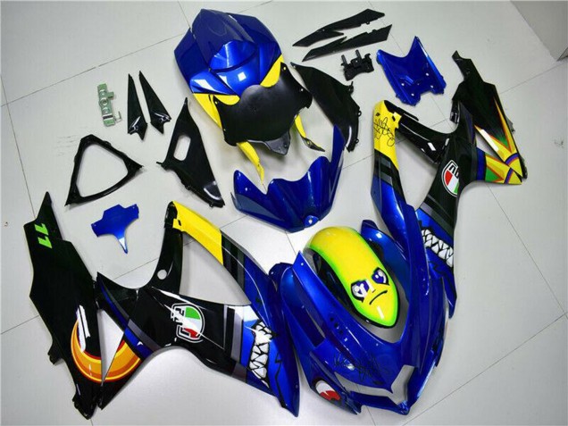 Lojas Carenagens Moto Suzuki GSXR 600/750 2008-2010 - Azul Amarelo Tubarão