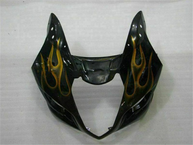 Lojas Carenagens Moto Suzuki GSXR 1000 2003-2004 - Preto Brilhante Ouro Chama
