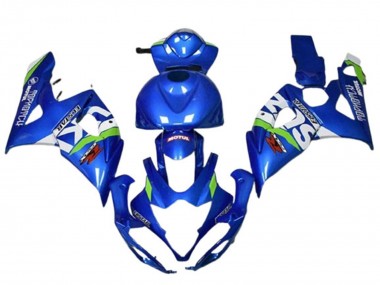 Lojas Carenagens Moto Suzuki GSXR 1000 2005-2006 - Azul Verde Branco Motul