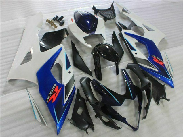 Lojas Kits Carenagem Moto Suzuki GSXR 1000 2005-2006 - Branco Azul Preto Brilhante