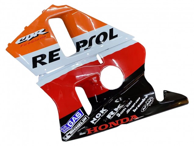 Lojas Carenagens Moto Honda CBR400RR NC23 1987-1989 - Laranja Branco Vermelho Preto Brilhante Repsol HRC